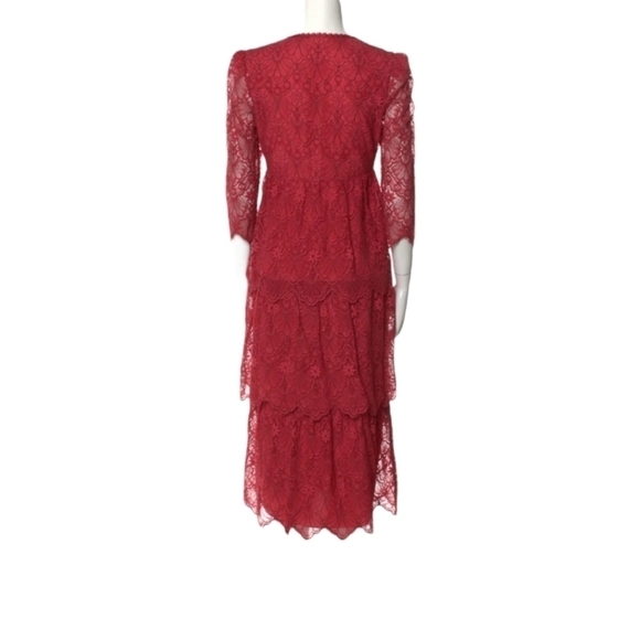 Saylor Tiered Red Lace Dress - Picture 3 of 4